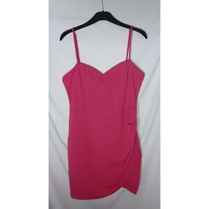 Lulus Contemporary Curves Hot Pink Tulip Hem Bodycon Cocktail Mini Dress…